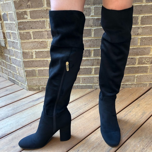 Tommy Hilfiger Black Neela2 Knee High Riding Boots - Picture 2 of 16